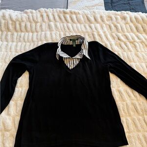 Ralph Lauren Black Top with Striped Accents